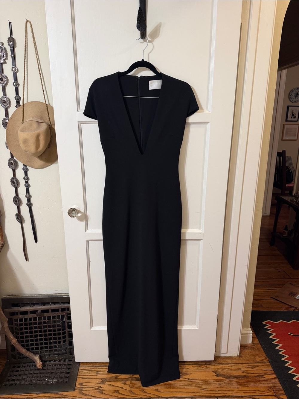 Solace London Black V-Neck Cap Sleeve Maxi Dress